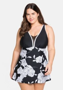 Sheego Badekleid Mit Blumenprint Und Mesh-Detail