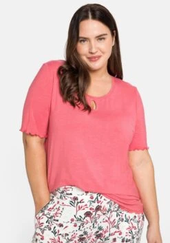 Sheego Schlafanzugshirt Mit Spitze Am Saumabschluss -Sheego Verkaufe 14288600137 04AOZ 02 SH