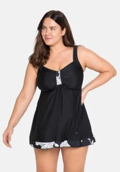 Sheego Tankini-Oberteil Mit Kontrastdetails, In Longform