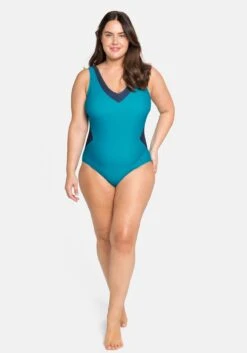 Sheego Badeanzug Mit Kontrasteinsätzen Und Shaping-Effekt -Sheego Verkaufe 14297602014 04ADM 02 SH