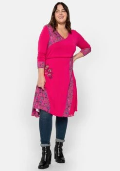 Jerseykleid Im Mustermix, In Wickeloptik