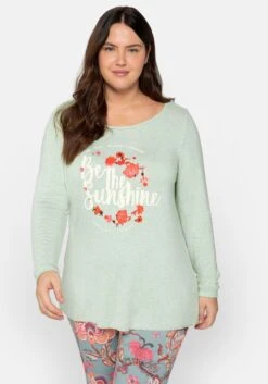 Langarmshirt Aus Softem Feinstrick, Mit Frontdruck