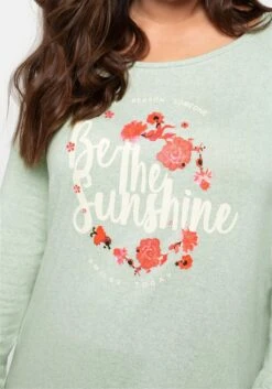 Langarmshirt Aus Softem Feinstrick, Mit Frontdruck -Sheego Verkaufe 14351102027 0473Y 02 SH