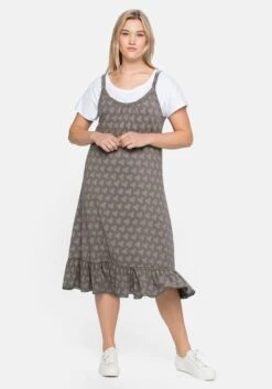 Sheego Trägerkleid Mit Shirt, In A-Linie Und Mit Alloverdruck -Sheego Verkaufe 14375001830 04B1I 02 SH