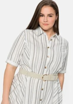 Sheego Hemdblusenkleid Gestreift, Mit Gürtel -Sheego Verkaufe 14377500864 04BD9 02 SH