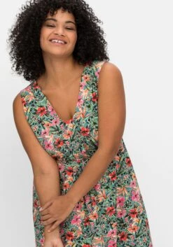 Jerseykleid Mit Blumendruck Und Gelegten Falten -Sheego Verkaufe 14381500468 04OK0 02 SH