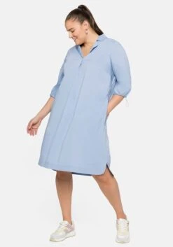 Sheego Blusenkleid Mit Revers Und 3/4-Arm Mit Zugband