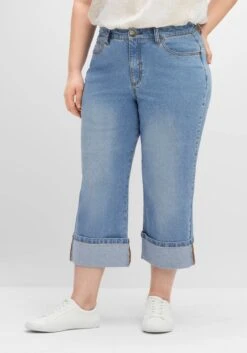Sheego Dad-Jeans Mit Weitem Bein In 3/4-Länge