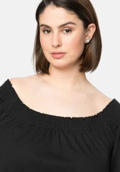 Sheego Jerseykleid Mit Smok-Ausschnitt Und Puffärmeln -Sheego Verkaufe 14386000289 04BJP 02 SH