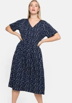 Sheego Jerseykleid In Midilänge, Mit Alloverprint
