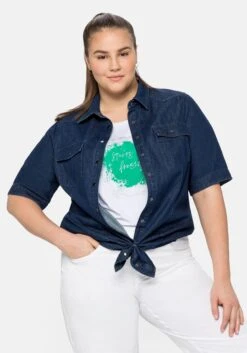 Sheego Jeansbluse Mit Hemdkragen Und Brusttaschen -Sheego Verkaufe 14390500330 04C21 02 SH