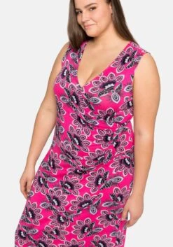 Jerseykleid In Wickeloptik, Mit Blumendruck -Sheego Verkaufe 14391200433 04C2T 02 SH