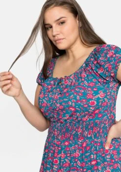 Jerseykleid Mit Blumendruck Und Carmenausschnitt -Sheego Verkaufe 14391300427 04C70 02 SH