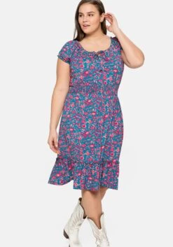 Jerseykleid Mit Blumendruck Und Carmenausschnitt -Sheego Verkaufe 14391300427 04C72 02 SH