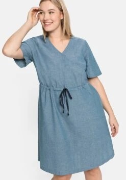 Sheego Kleid In Wickeloptik, Mit Bindeband