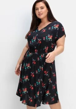 Sheego Kleid Mit Floralem Print Und Weitem Rockteil