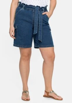 Sheego Jeans-Shorts Mit Paperbagbund Und Cargotaschen