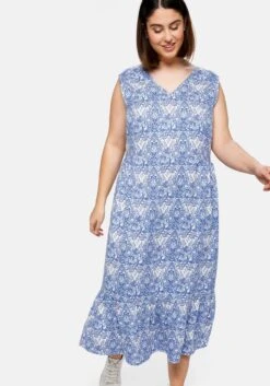 Sheego Trägerkleid Mit V-Ausschnitt Und Alloverprint -Sheego Verkaufe 14415400429 04CQF 02 SH