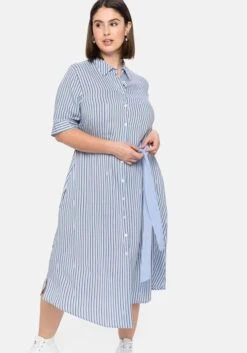Sheego Blusenkleid Mit Streifen Und Bindeband -Sheego Verkaufe 14421702086 04D0N 02 SH