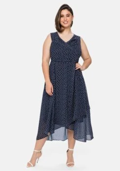 Sheego Chiffonkleid In Wickeloptik, Mit Pünktchendruck -Sheego Verkaufe 14424100452 04D72 02 SH