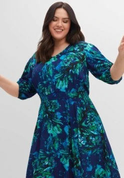 Sheego Maxikleid Mit Blumendruck Und Ballonärmeln -Sheego Verkaufe 14424800452 04ECT 02 SH