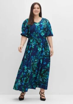 Sheego Maxikleid Mit Blumendruck Und Ballonärmeln