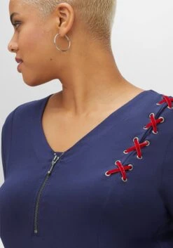 Jerseykleid Mit Schnürung Und Reißverschluss -Sheego Verkaufe 14460400018 04F7L 02 SH