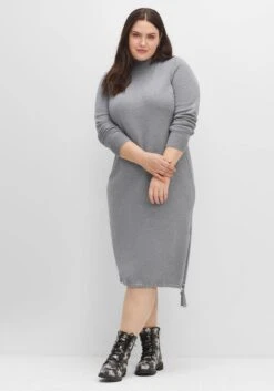 Sheego Strickkleid Mit Tunnelzug Am Saum, In Midilänge