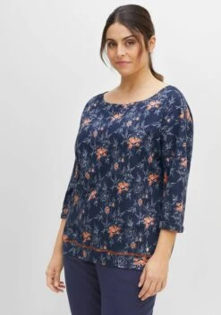 Sheego Relax-Sweatshirt Mit 3/4-Arm Und Weitem Rundhals