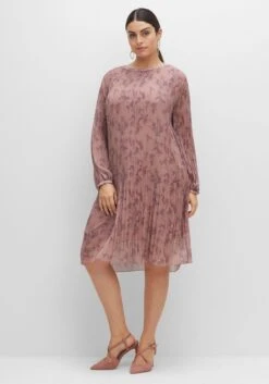 Sheego Plissiertes Chiffonkleid Mit Alloverdruck