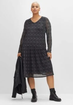 Sheego Meshkleid Mit V-Ausschnitt Und Tiefer Taille