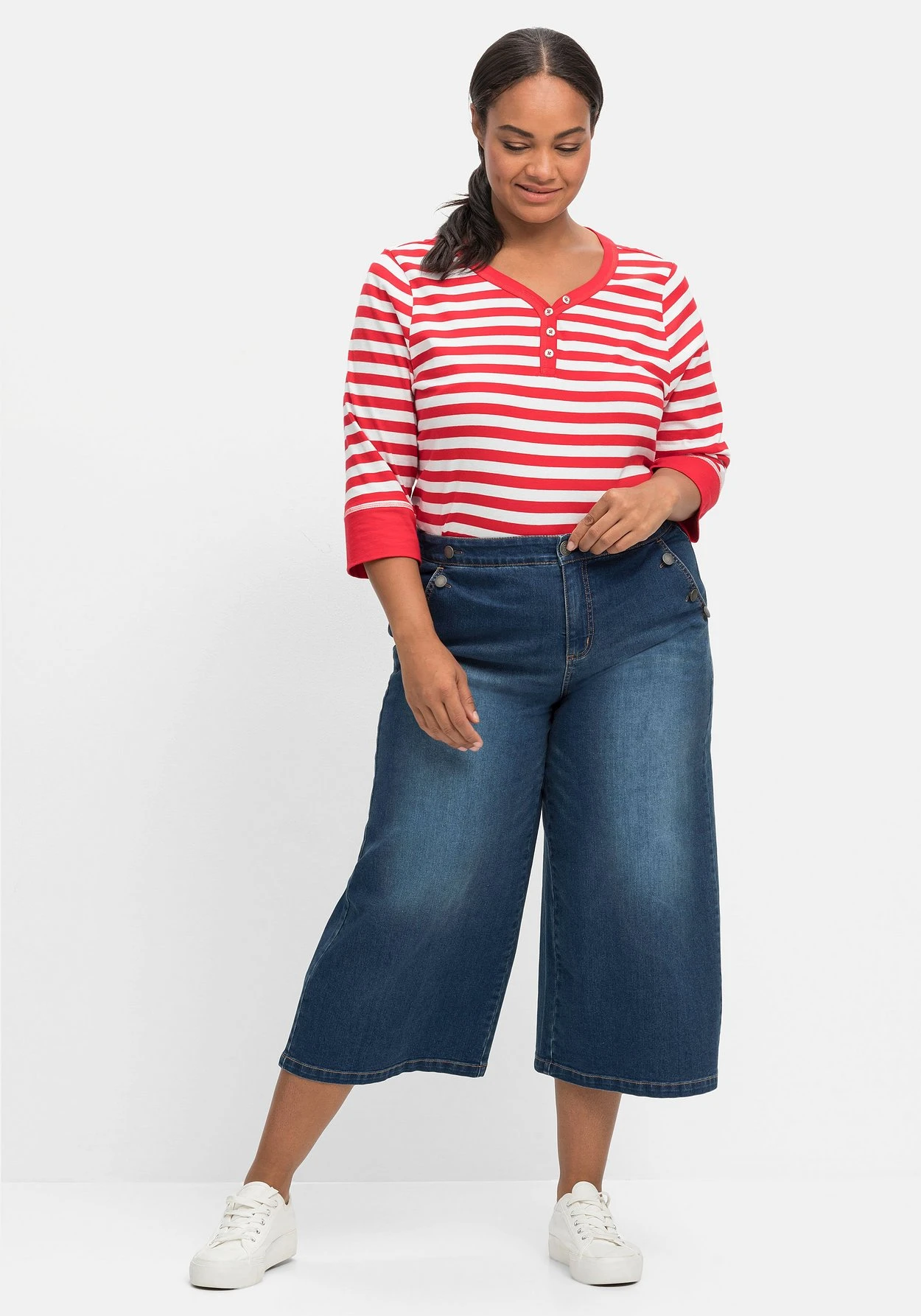 Sheego Extraweite 3/4-Jeans In Curvy-Schnitt ELLA 1 Sheego Extraweite 3/4-Jeans In Curvy-Schnitt ELLA