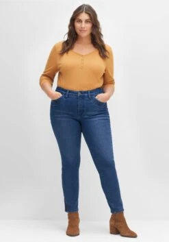 Sheego Schmale Jeans Mit Zippern Am Saumabschluss -Sheego Verkaufe 14477800053 04FKC 02 SH