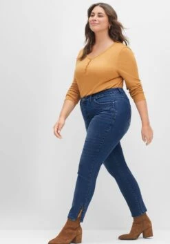 Sheego Schmale Jeans Mit Zippern Am Saumabschluss -Sheego Verkaufe 14477800053 04FKJ 02 SH