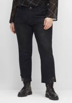 Sheego Gerade 7/8-Jeans Mit Cut-out Und Fransen Am Saum