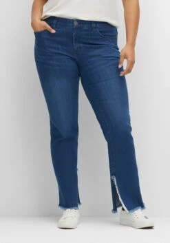 Sheego Gerade Jeans Mit Geschlitztem Innensaum