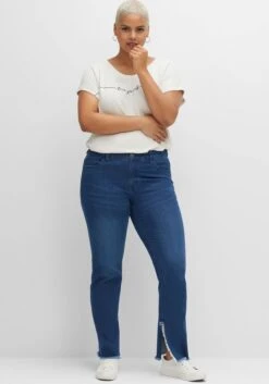 Sheego Gerade Jeans Mit Geschlitztem Innensaum -Sheego Verkaufe 14480000053 04FIF 02 SH