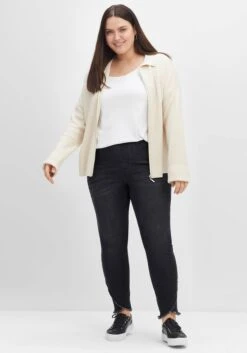 Sheego Schmale Jeans Mit Gummibund Und Fransensaum -Sheego Verkaufe 14480400341 04FDI 02 SH