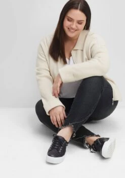 Sheego Schmale Jeans Mit Gummibund Und Fransensaum -Sheego Verkaufe 14480400341 04FDP 02 SH