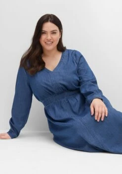 Sheego Jeanskleid Mit V-Ausschnitt Und Taillenbund -Sheego Verkaufe 14487000327 04G22 02 SH