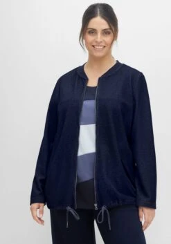 Sheego Relax-Sweatjacke In Double-Face-Optik, Mit Zugbund