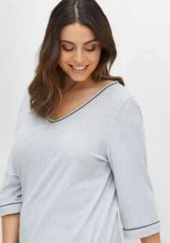 Sheego Schlafshirt Mit Kontrastpiping Und 3/4-Ärmeln -Sheego Verkaufe 14518900776 04HPS 02 SH