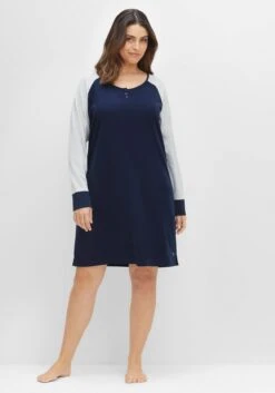 Sheego Nachthemd Mit Kontrastfarbenen Ärmeln