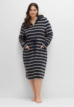 Sheego Bademantel Mit Streifen, In Leichter Frottee-Qualität