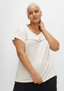 Oversized-Shirt In Feinstrick-Optik, Mit Schriftzug -Sheego Verkaufe 14534600011 04HMZ 02 SH