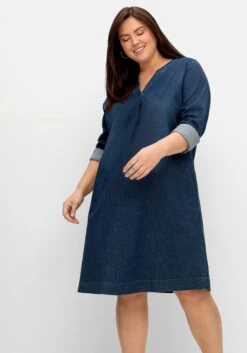 Sheego Jeanskleid Mit V-Ausschnitt Und Eingrifftaschen -Sheego Verkaufe 14555500330 04VMV 02 SH