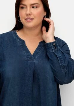 Sheego Jeanskleid Mit V-Ausschnitt Und Eingrifftaschen -Sheego Verkaufe 14555500330 04VMY 02 SH