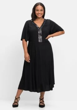 Sheego Abendkleid Mit Pailletten Am V-Ausschnitt