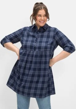 Sheego Kariertes Blusenkleid Im Hängerchen-Stil