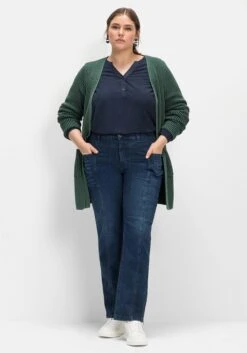 Sheego Gerade Jeans Mit Teilungsnaht Und Zipper Am Saum